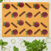 りんごシナモンパターン キッチンタオル (折り畳み)