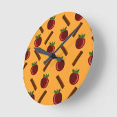 りんごシナモンパターン ラウンド壁時計 (傾斜)