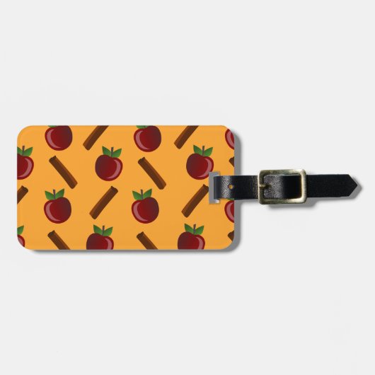 りんごシナモンパターン ラゲッジタグ (正面横)