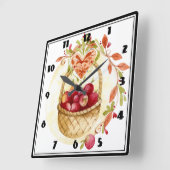 りんごバスケット スクエア壁時計 (傾斜)