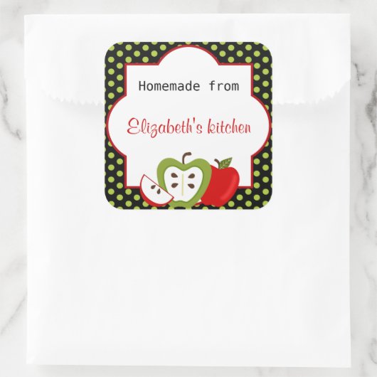 りんごパーソナライズされた大ステッカーから自家製 スクエアシール (バッグ)