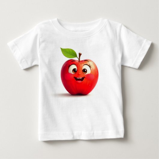 りんごプリント ベビー フィンジャージー Tシャツ (正面)