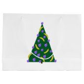 りんごポップ・アートのとバナナの白とアートクリスマスツリー ラージペーパーバッグ (裏面)