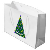 りんごポップ・アートのとバナナの白とアートクリスマスツリー ラージペーパーバッグ (裏面アングル)