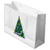 りんごポップ・アートのとバナナの白とアートクリスマスツリー ラージペーパーバッグ (正面アングル)