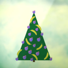 りんごポップ・アートのとバナナを使ったアートクリスマスツリー ウィンドウサイン