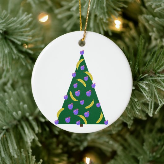 りんごポップ・アートのとバナナを使ったアートクリスマスツリー セラミックオーナメント (ツリー)