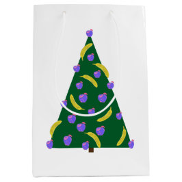 りんごポップ・アートのとバナナを使ったアートクリスマスツリー ミディアムペーパーバッグ