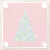 りんごポップ・アートのとバナナ赤のアートクリスマスツリー ガラスコースター (裏面)