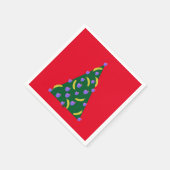 りんごポップ・アートのとバナナ赤のアートクリスマスツリー スタンダードカクテルナプキン (角)