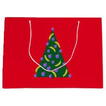 りんごポップ・アートのとバナナ赤のアートクリスマスツリー