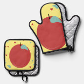 りんごモダンフルーツキッチン 鍋つかみ&鍋敷きセット (正面/裏面)