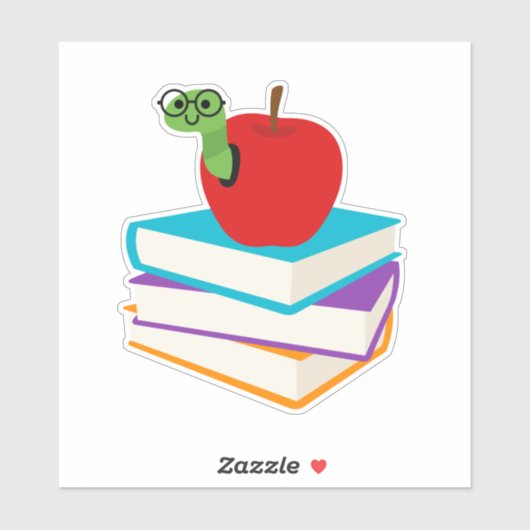 りんご子どもデザインの可愛い本虫 シール (シート)