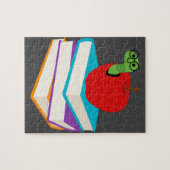 りんご子どもデザインの可愛い本虫 ジグソーパズル (横)