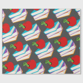 りんご子どもデザインの可愛い本虫 ラッピングペーパー (フラット)