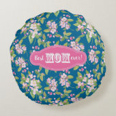 りんご最高のの花の模様のピンクの母 ラウンドクッション (裏面)