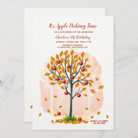 りんご狩りの時間 招待状 (正面/裏面)