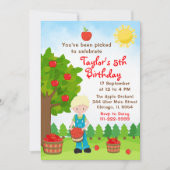 りんご狩り誕生日金髪少年招待状 招待状 (正面)