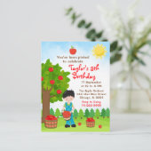 りんご狩り誕生日黒髪少年ポストカード ポストカード (スタンド正面)