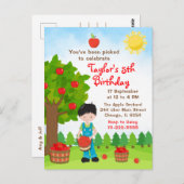 りんご狩り誕生日黒髪少年ポストカード ポストカード (正面/裏面)