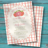 りんご秋かわいいピンクお洒落レッド 招待状