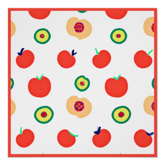 りんご鮮やか果柄デザイン ポスター (正面)