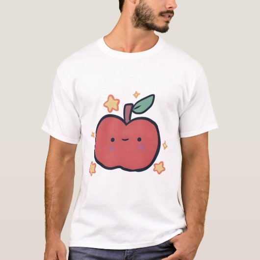 りんご�うれしいかわいい動物アート Tシャツ (正面)