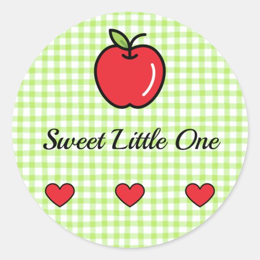 りんご ベビーシャワー ステッカー – “Sweet Little One” (正面)