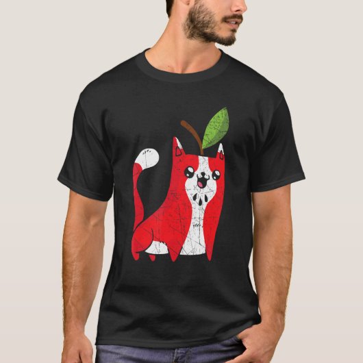 りんご 猫 りんご狩り チーム りんご 果物 Tシャツ (正面)