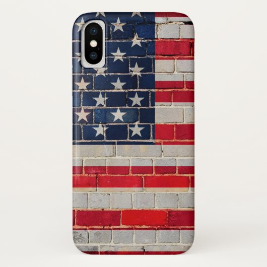 れんが壁に浮かぶアメリカ国旗 Case-Mate iPhoneケース (裏面)
