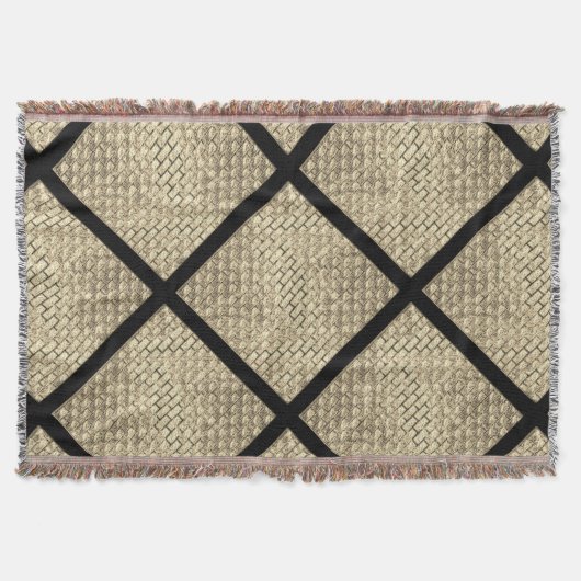 れんが壁ベージュのデザインプリント スローブランケット (正面)