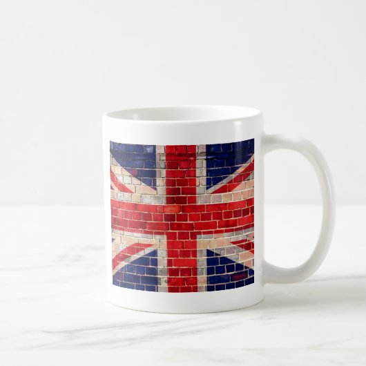 れんが造りの壁のイギリス国旗 コーヒーマグカップ (右)