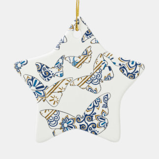 ろうけつ染めおよび蝶no.4 セラミックオーナメント