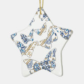 ろうけつ染めおよび蝶no.4 セラミックオーナメント (左)