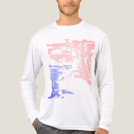 ろうけつ染めに似たコンテンポラリーピンクライトブルー熱帯産 トライブレンドＴシャツ