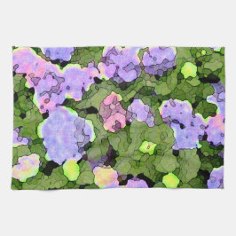ろうけつ染めのアジサイ キッチンタオル