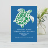 ろうけつ染めのウミガメの子供の誕生日のパーティの招待状 招待状 (スタンド正面)