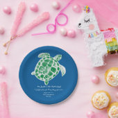 ろうけつ染めのウミガメの子供の誕生日のパーティーの紙皿 ペーパープレート (パーティー)