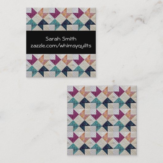ろうけつ染めのキルトの名刺 スクエア名刺 (正面/裏面)