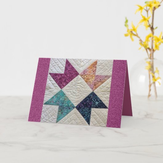 ろうけつ染めのキルトの挨拶状 カード (黄色い花)