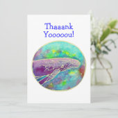ろうけつ染めのザトウクジラの芸術のサンキューカードのテンプレート サンキューカード (スタンド正面)