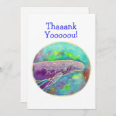 ろうけつ染めのザトウクジラの芸術のサンキューカードのテンプレート サンキューカード (正面/裏面)