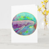 ろうけつ染めのザトウクジラの芸術 カード (黄色い花)