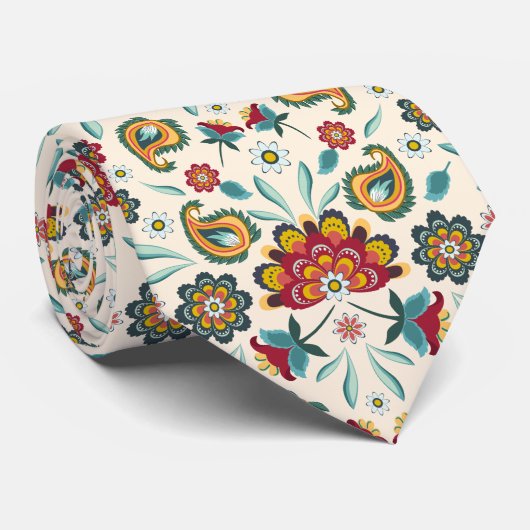 ろうけつ染めの花のBohoのインドネシアのスタイル ネクタイ (ロール)