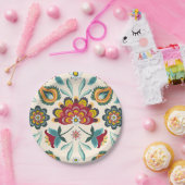 ろうけつ染めの花のBohoのインドネシアのスタイル ペーパープレート (パーティー)