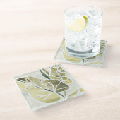 ろうけつ染めの葉 ガラスコースター (アングル)