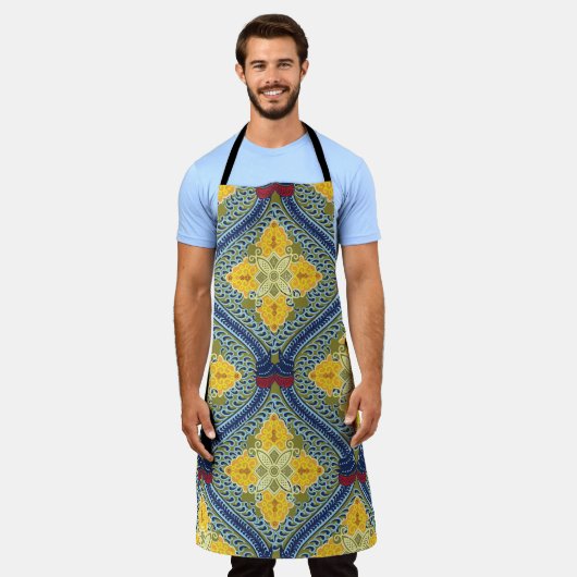 ろうけつ染めインドネシアのワックス・レジスト染色法 エプロン (着用した状態)