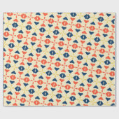 ろうけつ染めオレンジブルーミニマルパターン ラッピングペーパー (フラット)