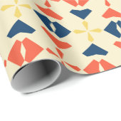 ろうけつ染めオレンジブルーミニマルパターン ラッピングペーパー (ロールコーナー)