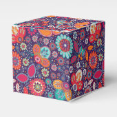 ろうけつ染めカラフルイラストレーション自然フローラルパターン フェイバーボックス (正面サイド)